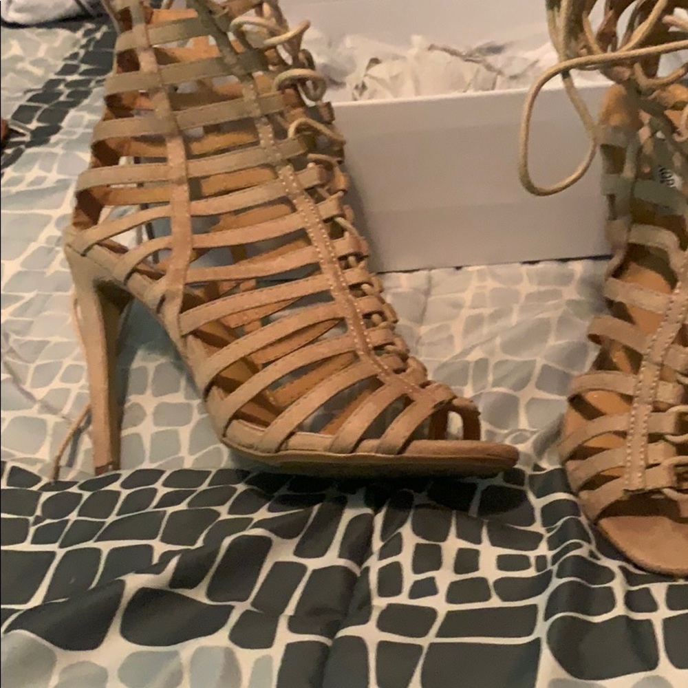 Tan heeled sandals